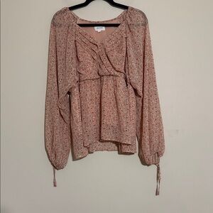 Heyson Blush Floral Blouse top women L festival casual Y2K babydoll fairy party